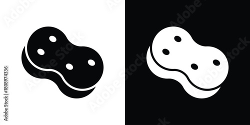 Bath sponge icon in glyph shilhouette black and white colors