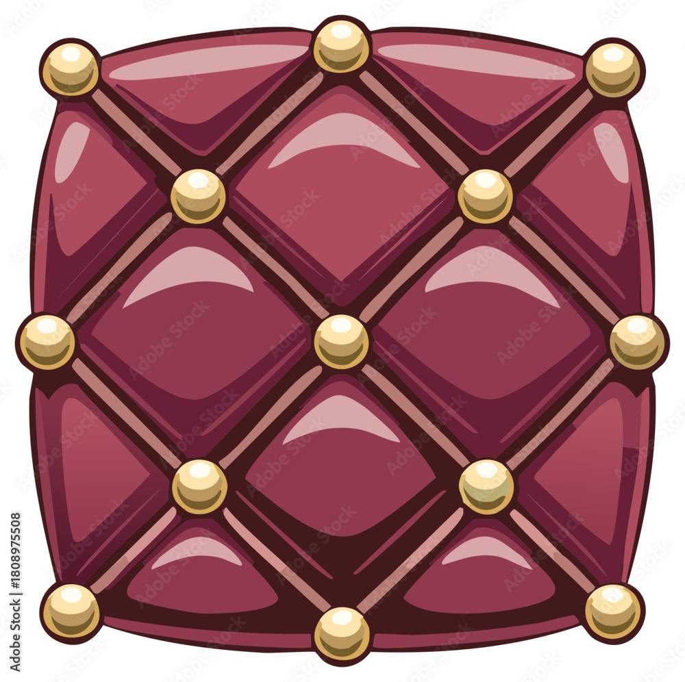 Obraz premium Quilted Deep Red Upholstery Surface with Gold Studs