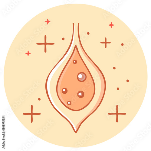 Human skin pore with dirt and inflammation, comedone, acne illustration, skincare problems