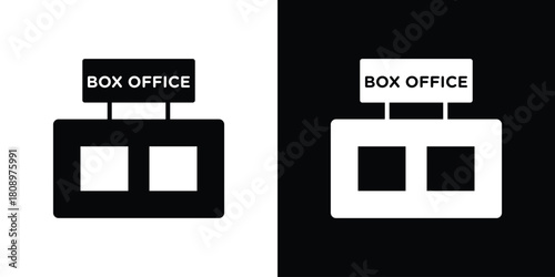 Box office icon in glyph shilhouette black and white colors