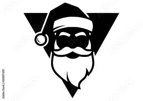 Santa claus black and white logo