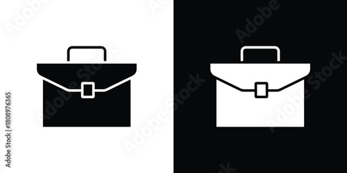 Briefcase icon in glyph shilhouette black and white colors