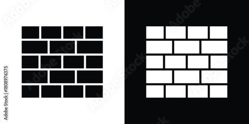 Brickwall icon in glyph shilhouette black and white colors