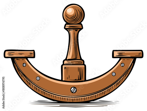 Vintage wooden seesaw rocker illustration symbolizing balance equilibrium and choice