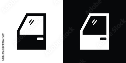car door icon in glyph shilhouette black and white colors