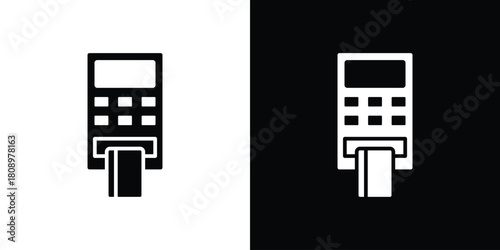 Card machine icon in glyph shilhouette black and white colors
