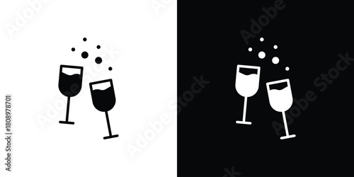 Cheers icon in glyph shilhouette black and white colors