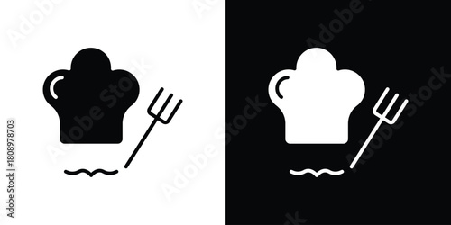 Chef hat icon in glyph shilhouette black and white colors