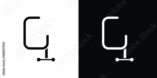 Clamp icon in glyph shilhouette black and white colors