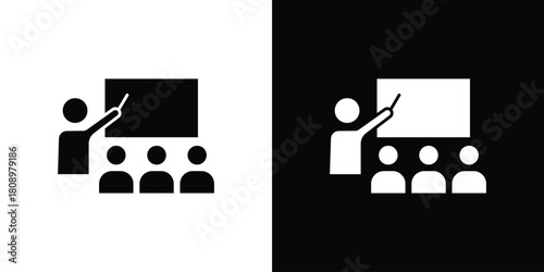 Classroom icon in glyph shilhouette black and white colors