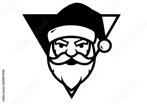 Santa claus black and white logo