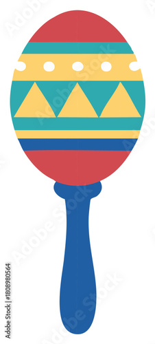 Colorful Maraca Instrument with Geometric Pattern Design for Music Celebration