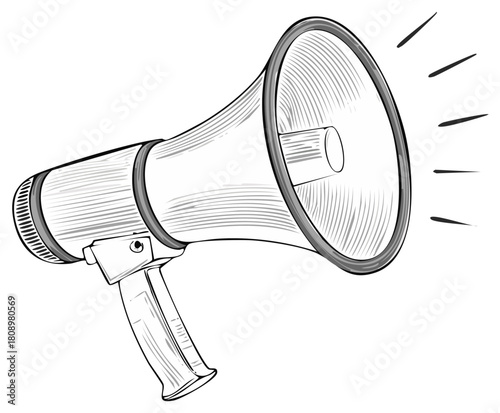 Loudhailer Vector Illustration: Hand Drawn Megaphone for Announcements and Communication