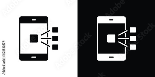 Content curation icon in glyph shilhouette black and white colors
