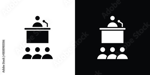 Convention icon in glyph shilhouette black and white colors