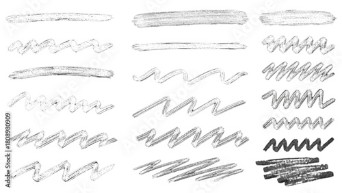 Collection of Textured Pencil Strokes and Artistic Sketch Elements for Design Projects