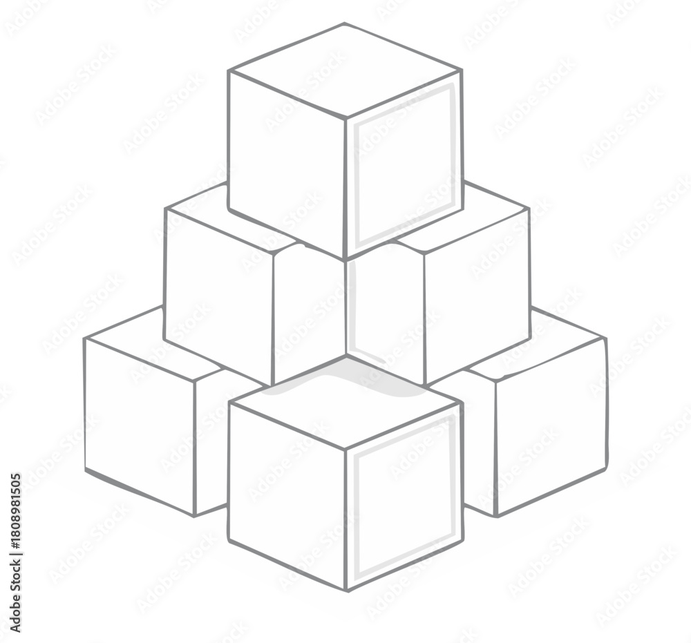 Fototapeta premium Stack of white cubes balanced in a pyramid shape
