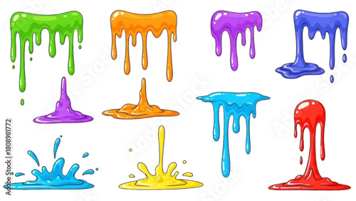 Colorful Slime Drips and Splashes Creative Vector Graphics for Design Projects