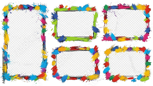 Colorful Splash Border Set Abstract Grunge Frame Elements for Creative Design