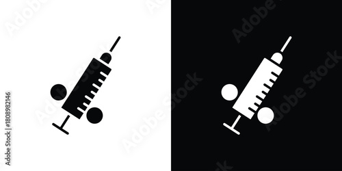 Dental needle icon in glyph shilhouette black and white colors