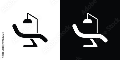 Dentist chair icon in glyph shilhouette black and white colors