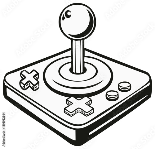 Retro joystick for video games with directional pad buttons and a ball top joystick