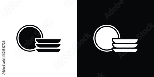 Dishes icon in glyph shilhouette black and white colors