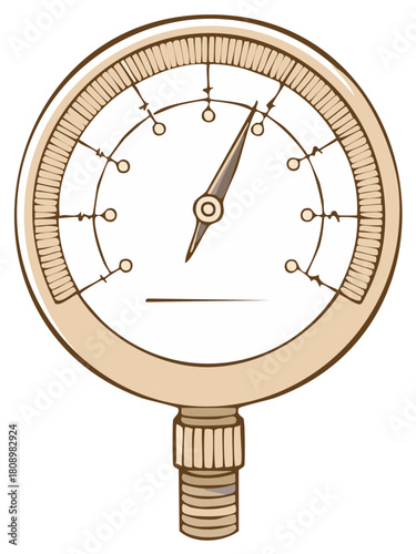 Pressure gauge illustration, showing a measurement of pressure, measuring tool and equipment
