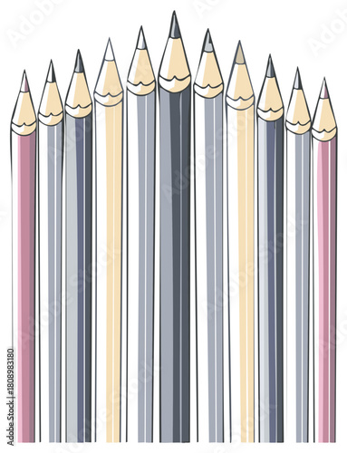 Colored pencils in a row, art and design concept. Creative writing and education.