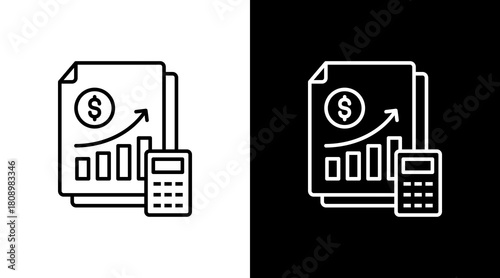Income Statement White Icon Set Design