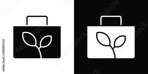 Eco bag icon in glyph shilhouette black and white colors