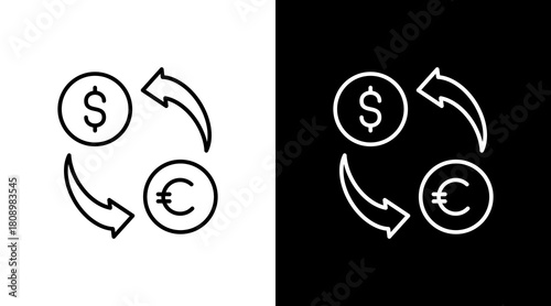 Foreign Exchange Rates White Icon Set Design