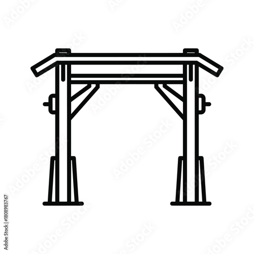 Outline icon of a pullup bar isolated on for gym equipment