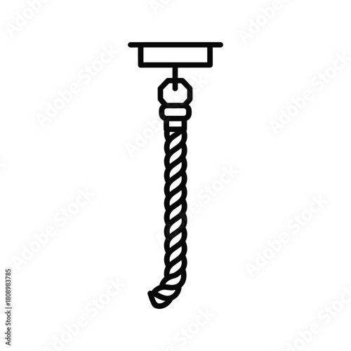 Outline icon of a rope climb isolated on for gym equipment