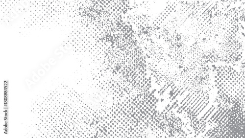 Grunge halftone print frame vector background for abstract design and decoration. Abstract grayscale texture background with mottled black white gray grunge pattern. 