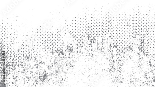 Halftone grunge frame texture vector for distressed overlay and creative background use. Mottled grayscale grunge texture background for modern abstract design elements. 