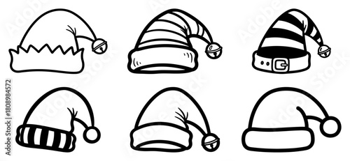 Santa Hat Icons Set for Christmas Holiday Design
