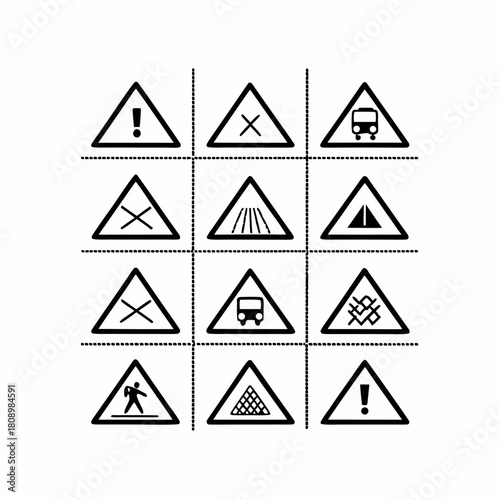 Free Download Minimal Line-Art Road Warning Signs Collection - GFXLoad