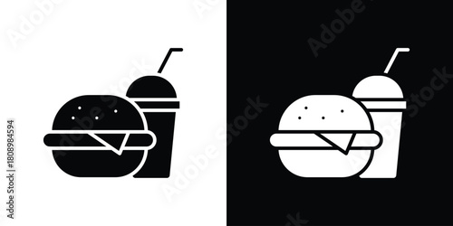 Fastfood icon in glyph shilhouette black and white colors