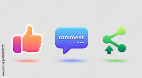 Like comment share icons for social media engagement and user interaction on a website or application