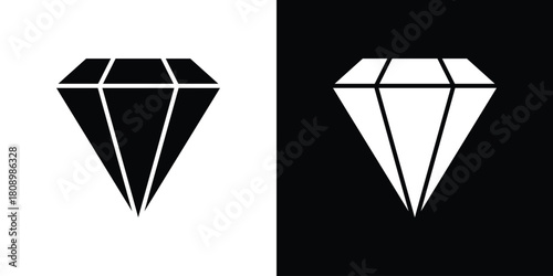 Gemstone icon in glyph shilhouette black and white colors