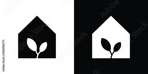 Greenhouse icon in glyph shilhouette black and white colors