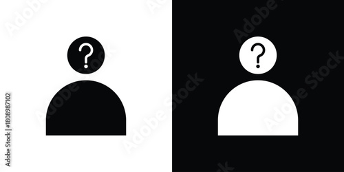 Guess who icon in glyph shilhouette black and white colors