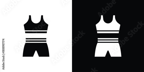 Gym clothes icon in glyph shilhouette black and white colors