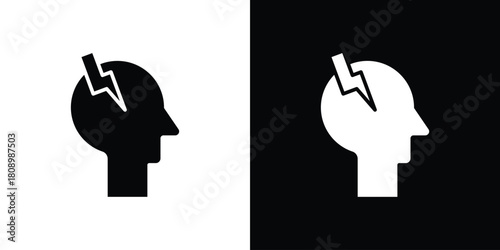 Headache icon in glyph shilhouette black and white colors
