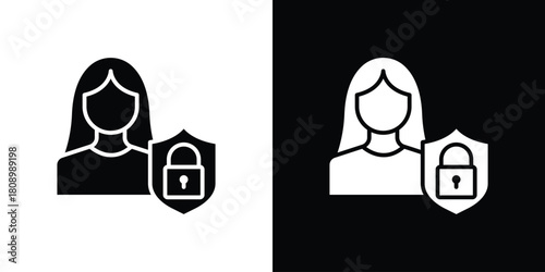 Information Security Analyst icon in glyph shilhouette black and white colors