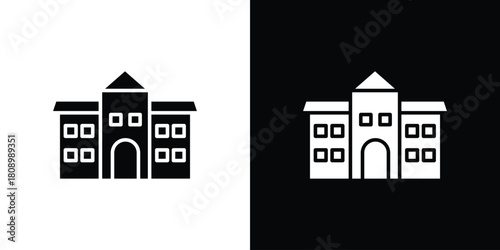 Institution icon in glyph shilhouette black and white colors