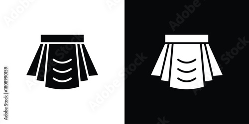 Kilt icon in glyph shilhouette black and white colors