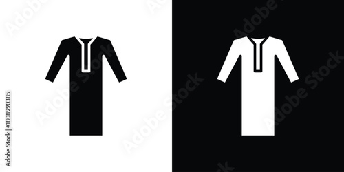 Kurta icon in glyph shilhouette black and white colors