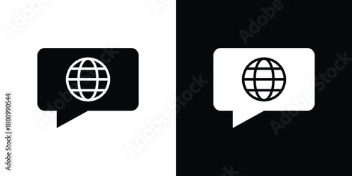 Language icon in glyph shilhouette black and white colors